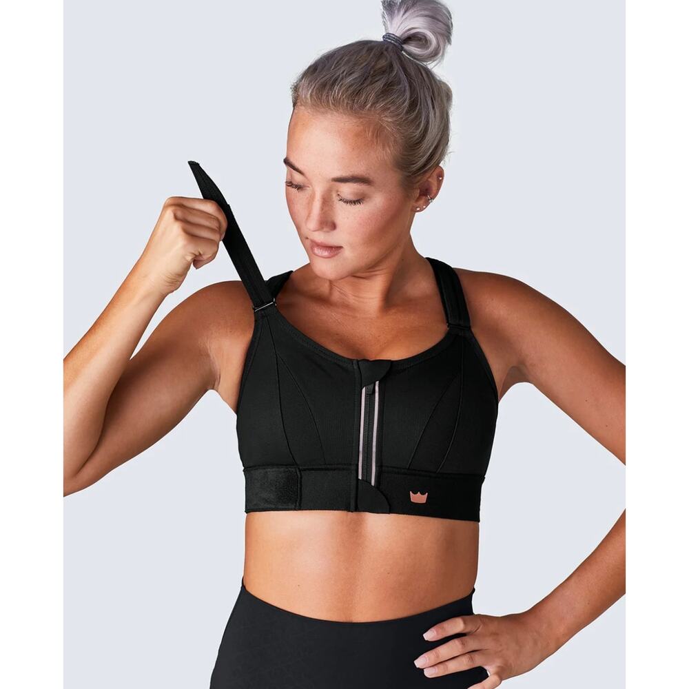 NWT SHEFIT Ultimate Sports Bra Sz 3 Luxe Black Adjustable High Impact Front Zip - Picture 12 of 16